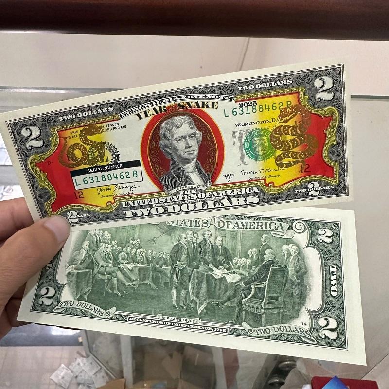 Tờ 2 Usd Thật Mạ Vàng Con Rắn - Lì Xì Người Tuổi Tỵ