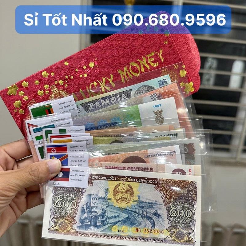 Bộ Tiền Lì Xì Độc Lạ 20 Tờ Tiền Thật 20 Nước Kèm Bao Lucky – Gom Trọn Tài Lộc!