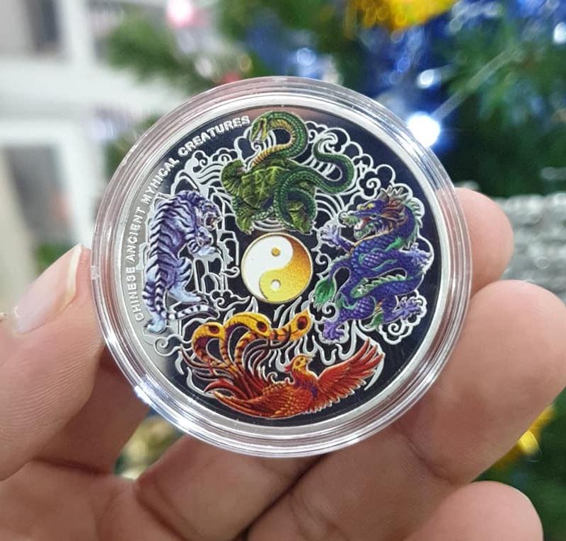 Đồng Xu Tứ Linh Long Lân Quy Phụng