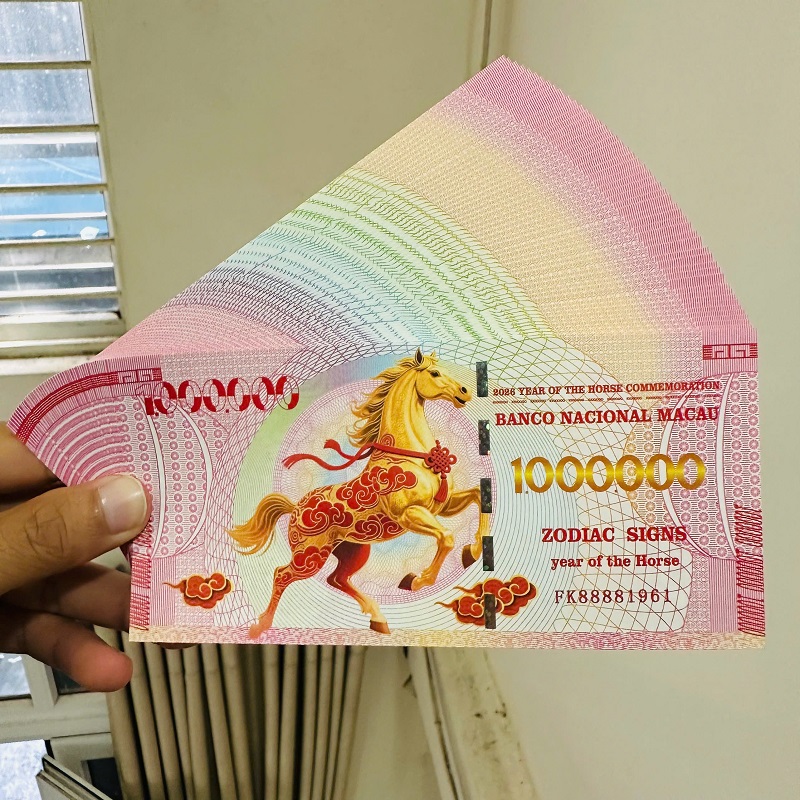 Sỉ 100 Tờ Tiền Lì Xì Con Ngựa 2026 Macao 1 Triệu Patacas Lưu Niệm