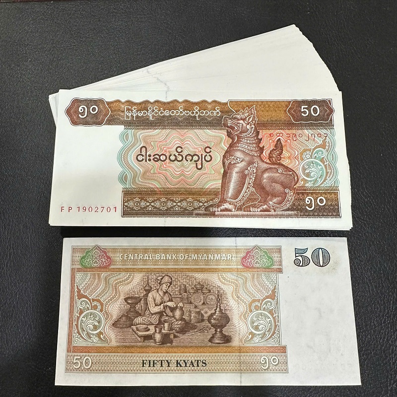 SỈ 100 TỜ TIỀN LÌ XÌ MYANMAR 50 KYAT – HÌNH CON LÂN MAY MẮN, GIÁ TỐT