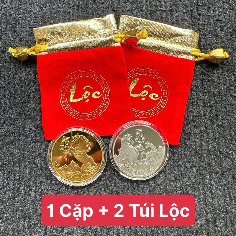 BÁN SỈ CẶP ĐỒNG XU HÌNH NGỰA MẠ VÀNG – BẠC ÚC 2026