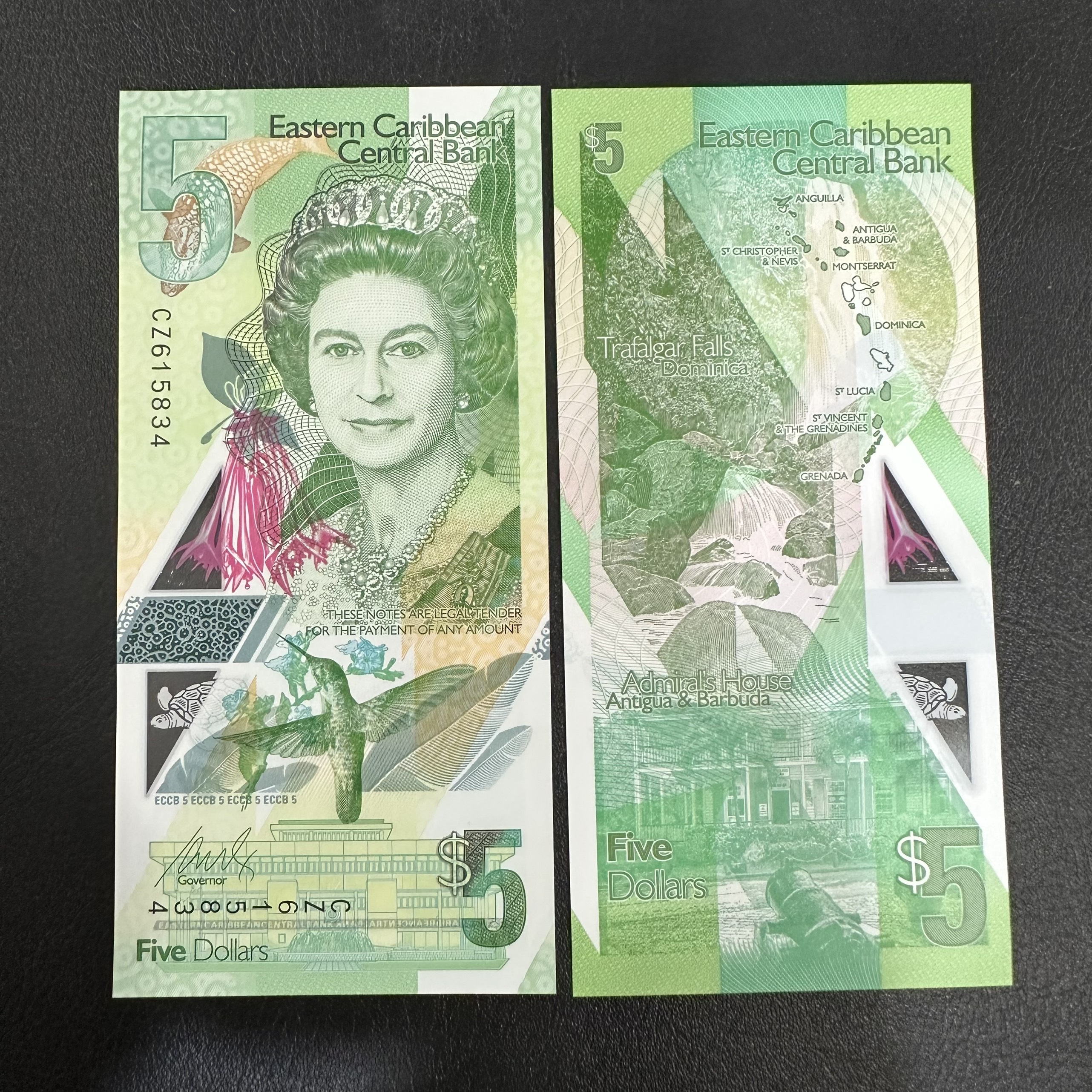 Tiền Polymer Eastern Caribbean 5 Dollars