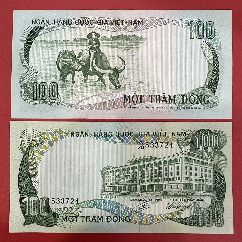 Tờ Tiền 100 Đồng Con Trâu 1972(CL 90-95%)